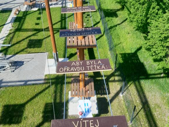 Těžká trasa Lanové bludiště Landek